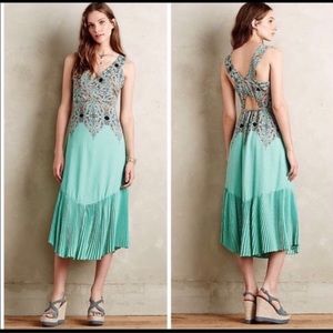 Anthropologie Maeve Mint Green Midi Canyon Creek Green Dress size 6